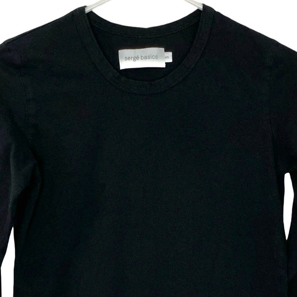 Serge Basics Long Sleeve Tee Shirt Womens Size Small Black Crewneck Soft Cotton - Picture 2 of 6